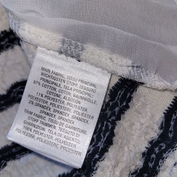 Anthropologie Postage Walkwrite Longsleeve Tee Pleated Inset Navy White  XS - Picture 9 of 11